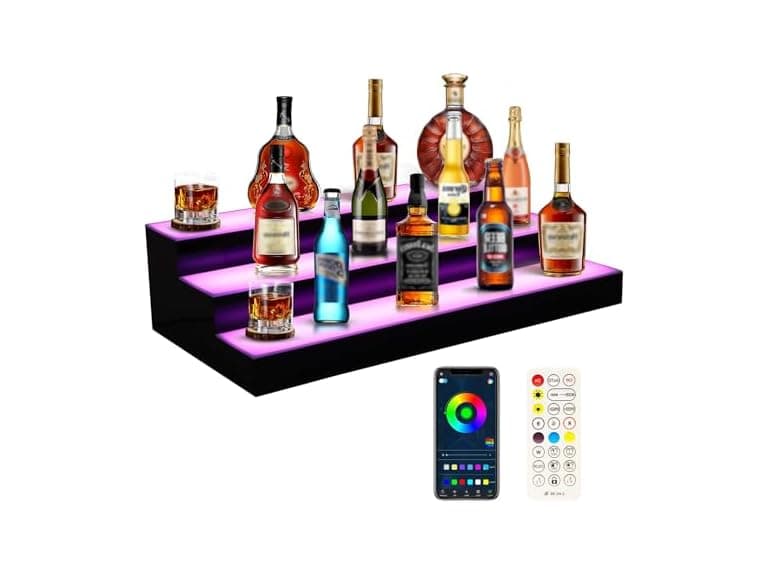 Dollate 3 Tier 16 Inch LED Lighted Liquor Bottle Display - Image 1