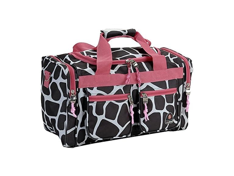 Rockland 19" Polyester Duffel Bag, Pink Giraffe - Image 1