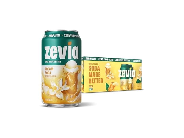 Zevia Zero Sugar Soda, Cream Soda, 12 oz Cans (8-Pack) - Image 1