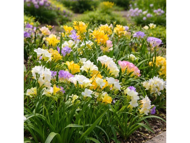 Colorful Mixed Freesia Flowers - 90 Bulbs and Planting Tool - Image 1
