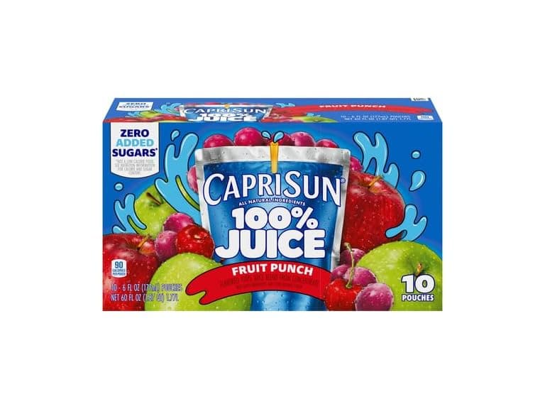 10PK Capri Sun 100% Juice Fruit Punch Flavored - Image 1