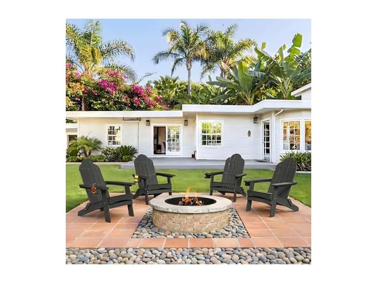 Black Folding Adirondack Chair Set of 4 - Image 1