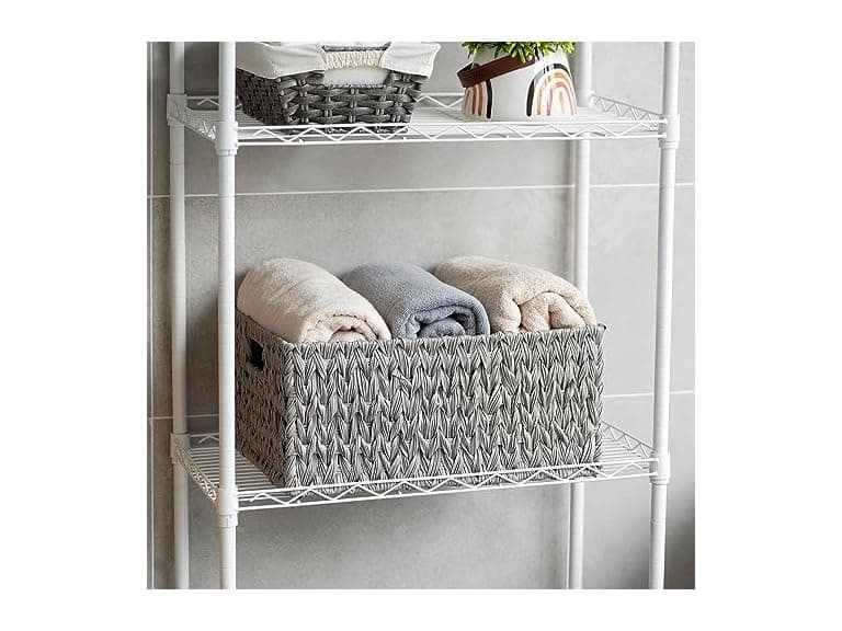 CROS Large Waterproof Woven Plastic Storage Basket Grey - Image 1