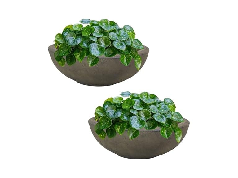 Sunnydaze Percival 20.75" Shallow Outdoor Planter Bowl Set of 2 - Image 1