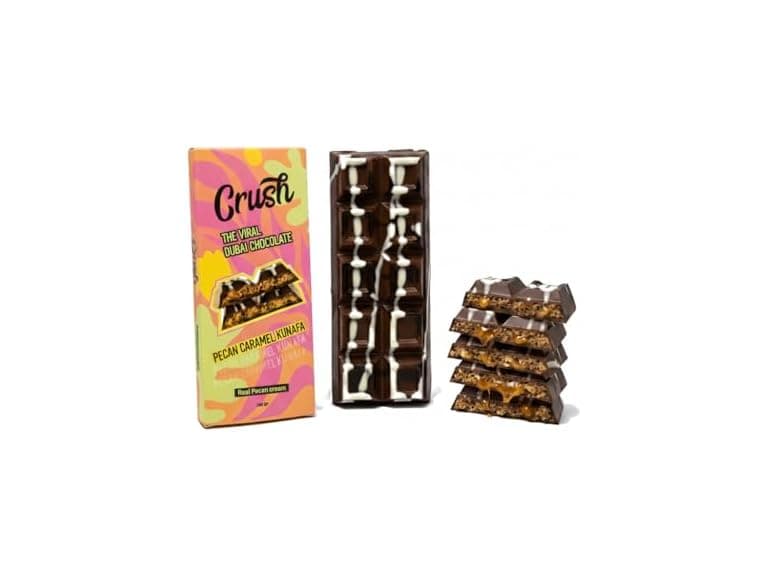 Crush Dubai Pecan Chocolate Bar – 8 oz - Image 1