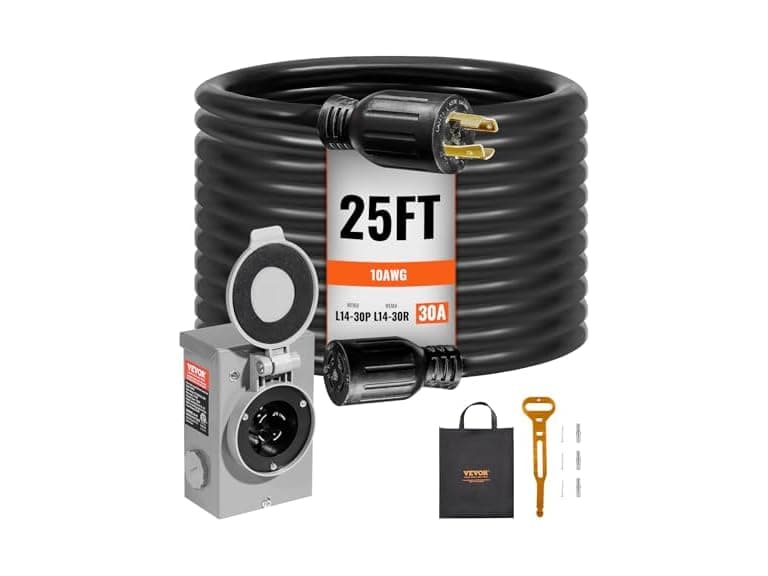 30 Amp Generator Cord and Power Inlet Box Kit - Image 1