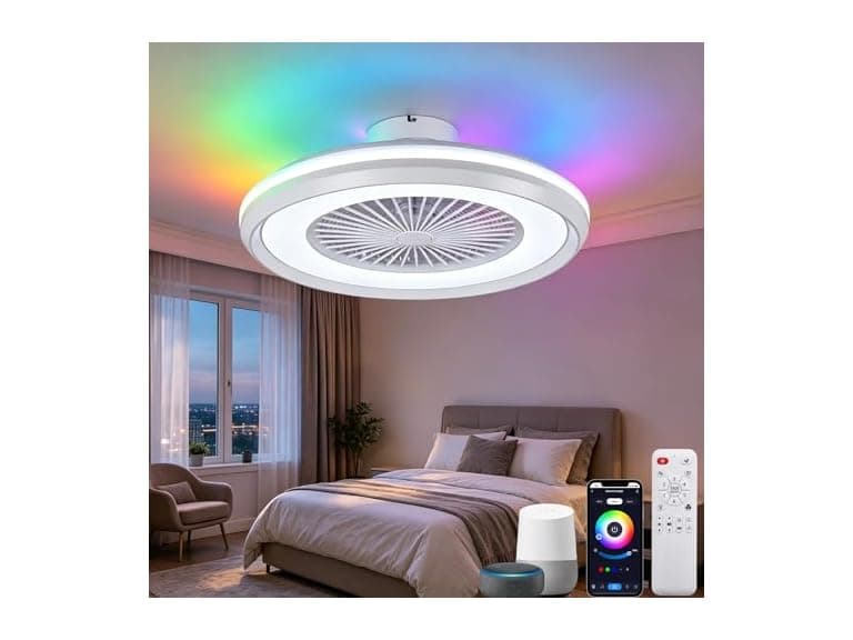 White Low Profile Ceiling Fan 24" RGB - Image 1