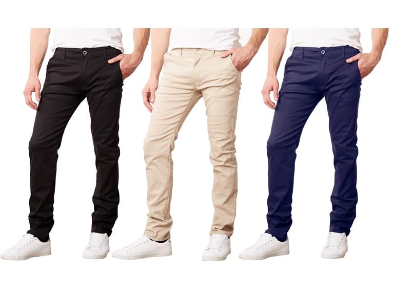 3Pk Mens Flat Front Stretch Chino Pants - Image 1