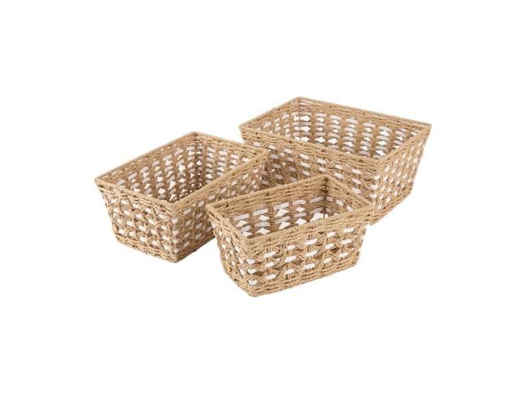 OIAHOMY Wicker Storage Baskets, Yellow & White - Image 1