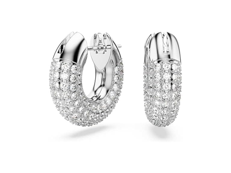 Swarovski Dextera Hoop Earrings, Pavé, Clear Stone - Image 1