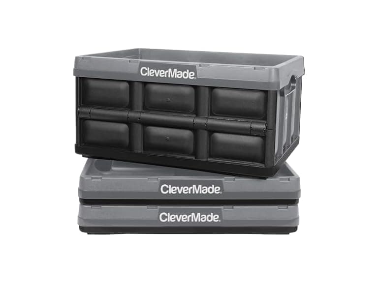 3Pk CleverMade Collapsible Storage Bins, Stone