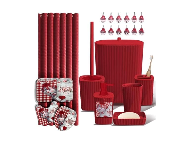 Clara Clark Christmas Bathroom Accessory Set - Image 1