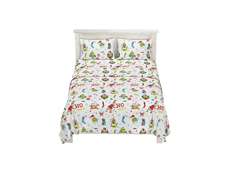 Grinch Cotton Flannel Sheet Set, Full - Image 1