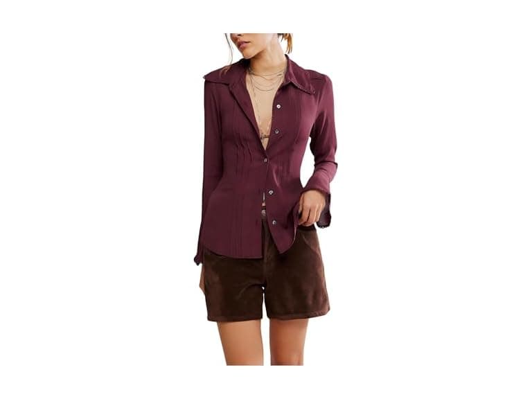 Free People Womens Melrose Top Chocolate - Image 1