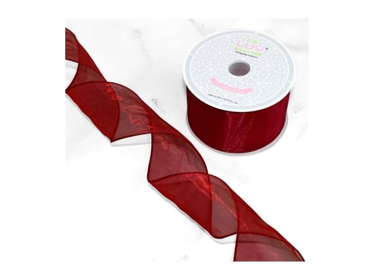 Creative Ideas Wrired 2.5" Inch Organza, 10 Yards, Wine - Image 1