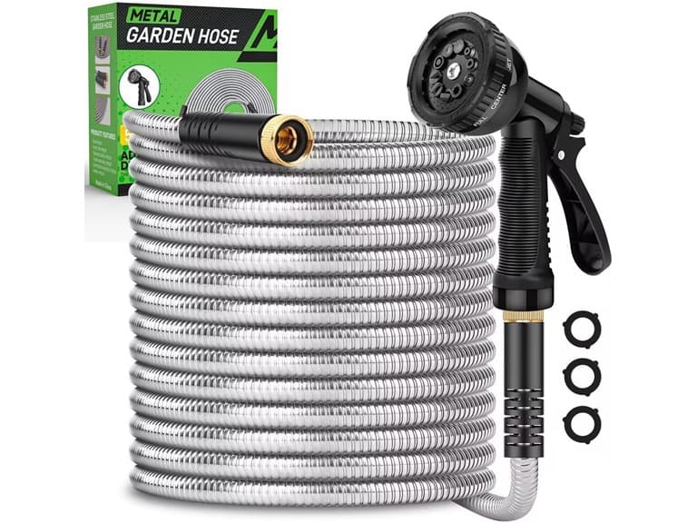 Kebose Stainless Steel Garden Hose | 50ft | 3/4in - Image 1