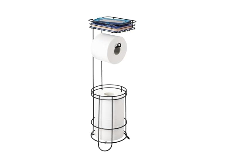 iDesign Weston Toilet Paper Holder Stand with Shelf - Image 1