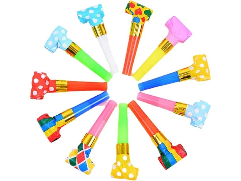 60 PC Birthday Party Noisemakers Blowers - Image 1