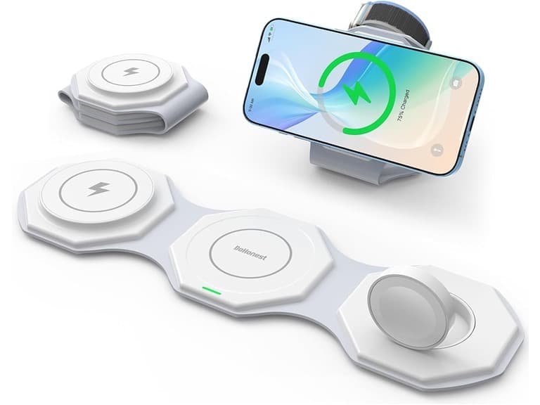 (2 PACK) 3-in-1 15W Travel Wireless Charger
