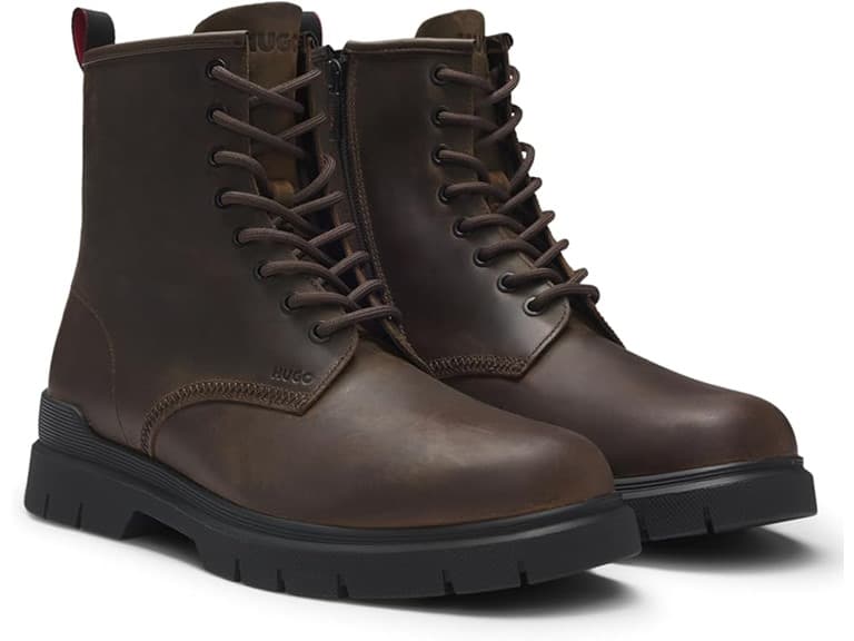 HUGO Ryan Smooth Leather Lace Up Boot - Image 1