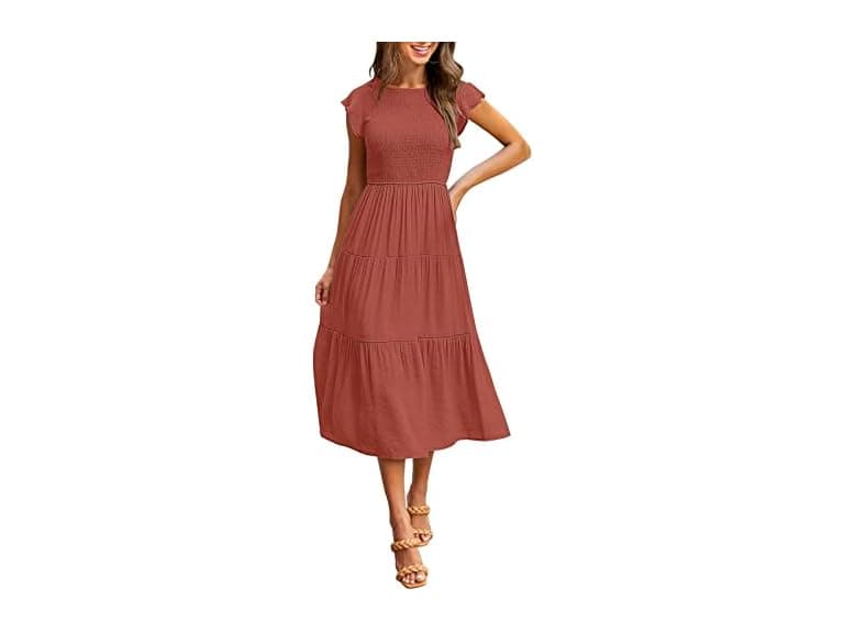 Merokeety Women (L) Summer Flutter Sleeve Dress - Image 1