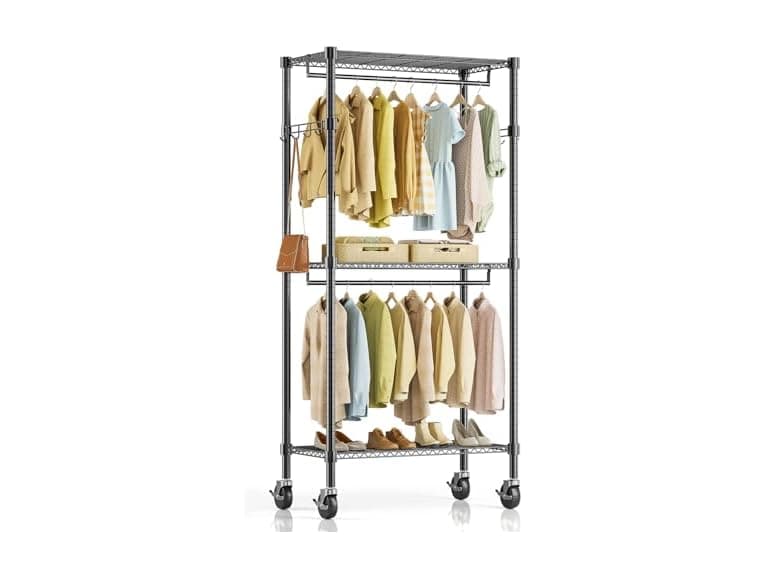 Simple Deluxe Rolling Clothes Rack Black - Image 1