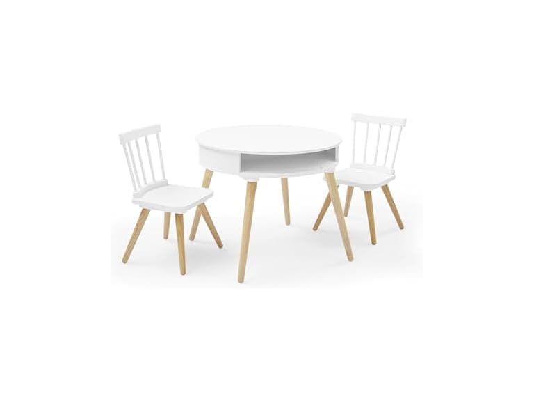 Kids Storage Table & 2-Chair Set White - Image 1