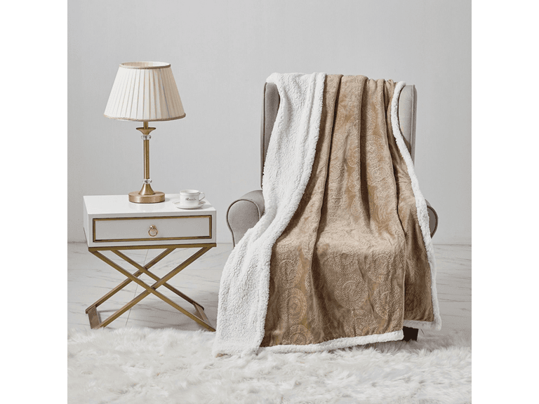 Caesar Embossed Sherpa Throw - Image 1