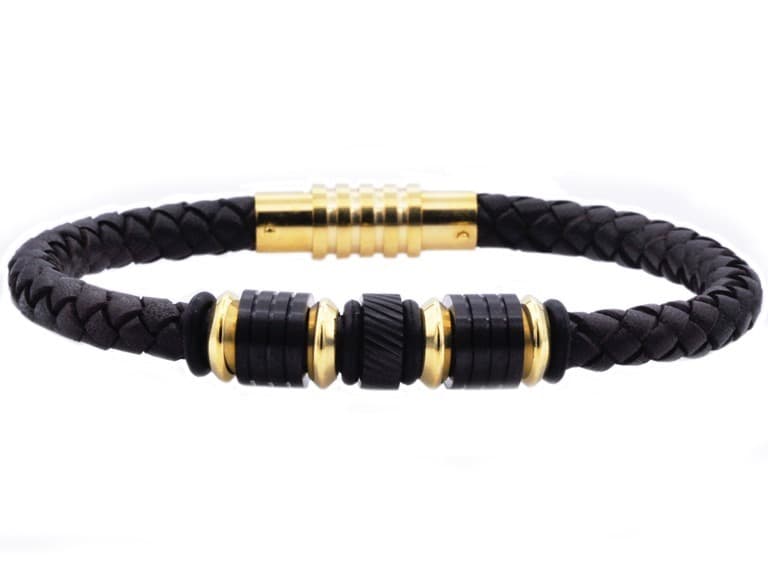 Leather Carbon Fiber Bracelet - Image 1