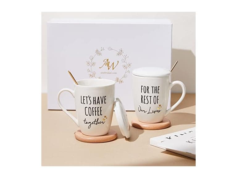 Ceramic Engagement Coffee Mug Set - Image 1