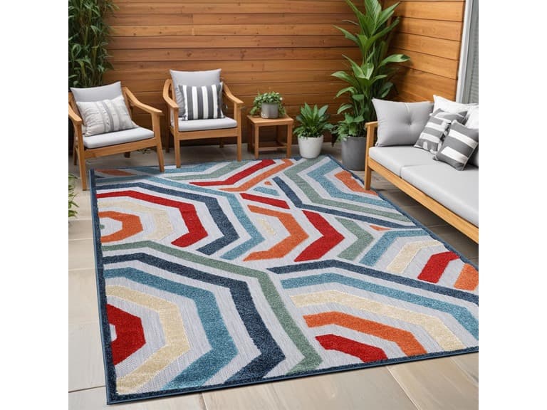 Superior Modern Geometric Coastal Indoor Outdoor Rug