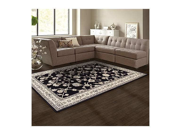 Superior Kingfield Traditional Floral Indoor Area Rug, 5'x8', Black - Image 1