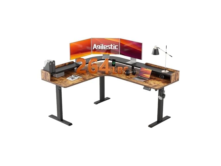 L Shaped Standing Desk with Monitor