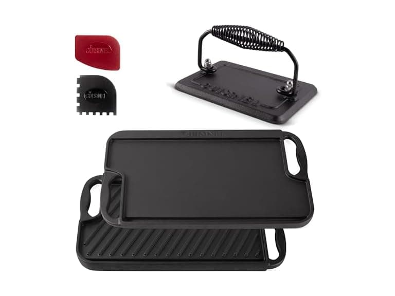 Cuisinel Cast Iron Griddle w/ Burger Press - Image 1