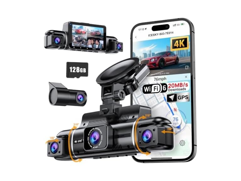 Icesky 4K Dual Dash Cam GPS WiFi 6 - Image 1