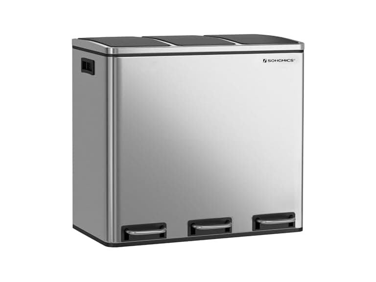 SONGMICS Trash Can, 3 x 4.8 Gallon (Open Box) - Image 1