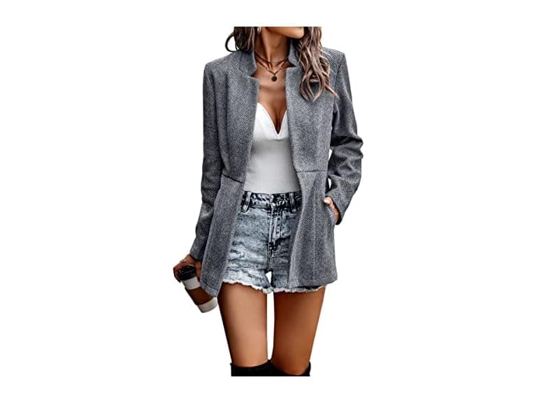 Cctoo Women (L) Coat Casual Open Front Long Jacket - Image 1