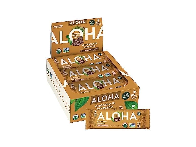 12CT ALOHA Organic Plant Based Protein Bars Chocolate - Image 1