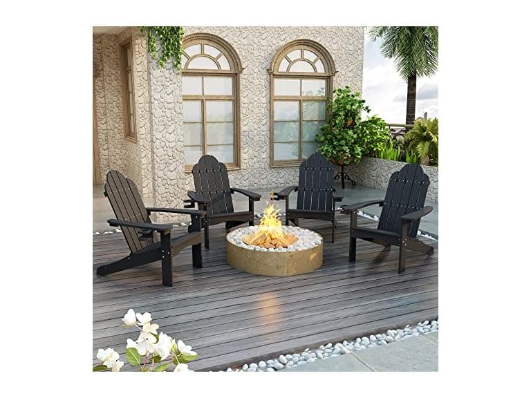 Set of 4 Black Patio Chairs 350lbs
