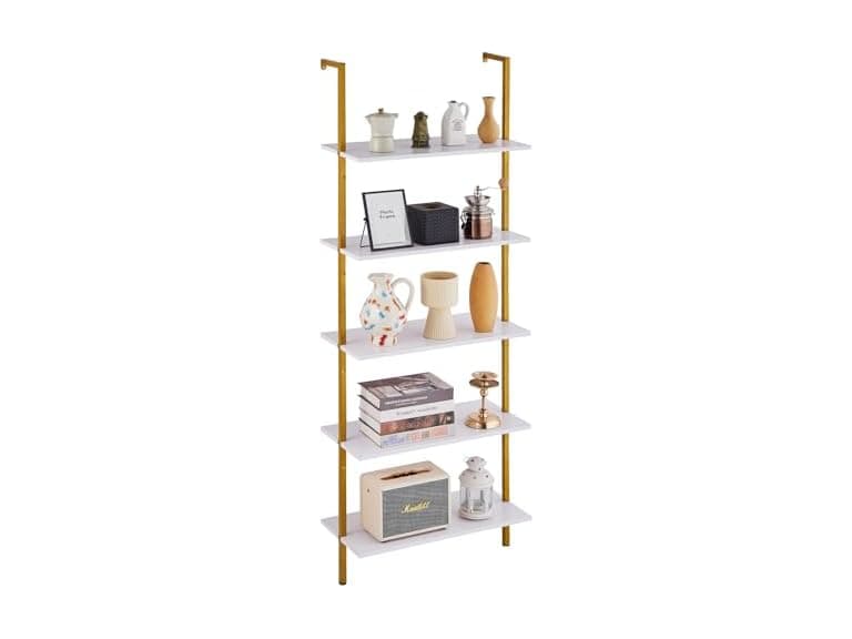 Ladder Shelf, 5-Tier Bookshelf 24x11.8in White - Image 1