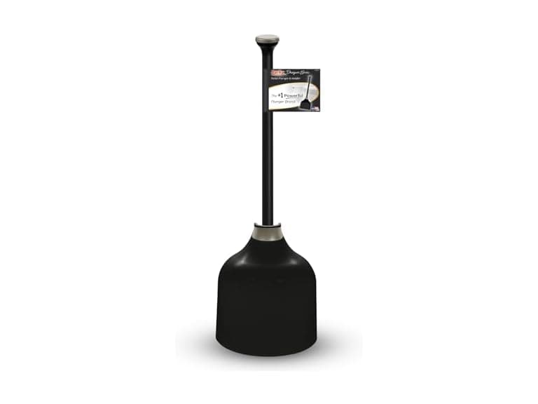 Korky Black Toilet Plunger and Holder - Image 1