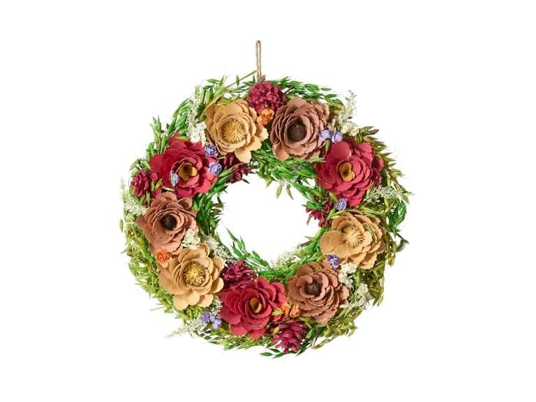 National Tree Company 17" Spring Wood Curl Wreath - Image 1