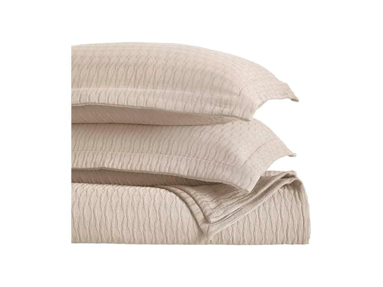 Superior Cotton Bedspread Set Matelasse Weave Diamond Lattice - Image 1