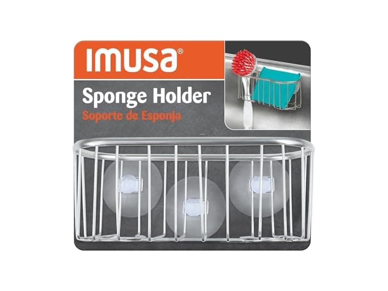 IMUSA Brushed Metal Sponge Holder - Image 1