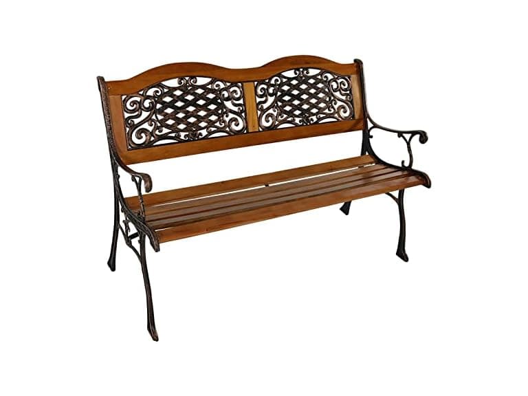 49" Cast Iron & Wood 2-Person Garden Bench - Image 1