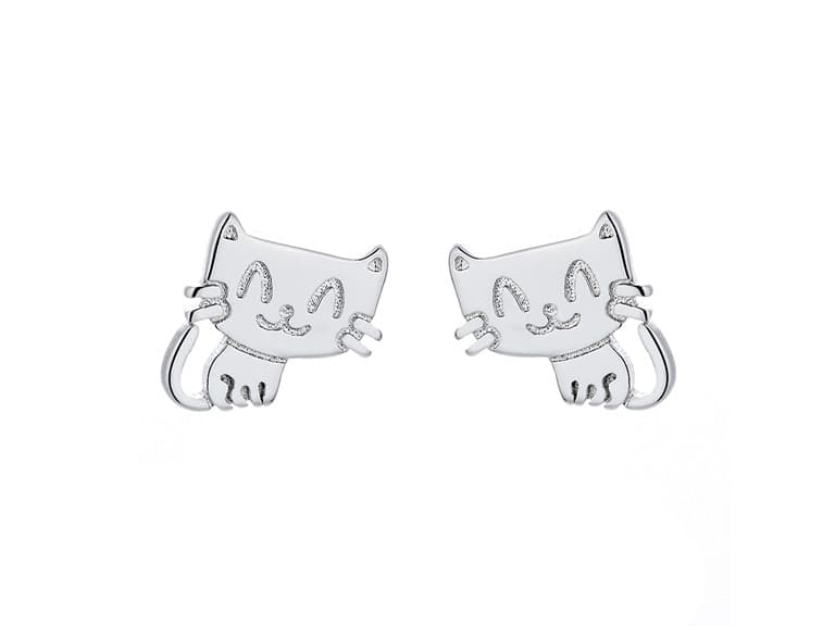 Sterling Silver Cat Earrings - Image 1