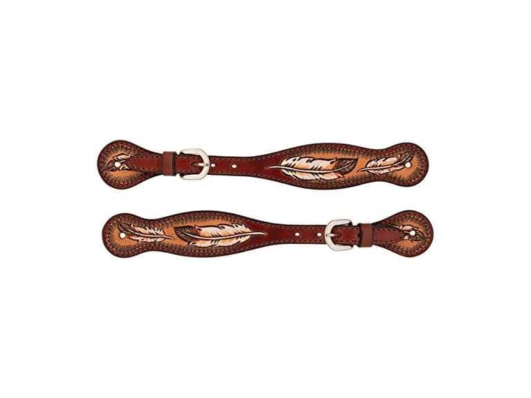 Turquoise Cross Coco Feather Men's Spur Straps - Image 1
