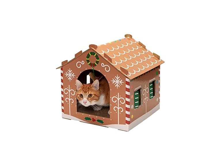 Furhaven Gingerbread Cardboard Cat House - Image 1