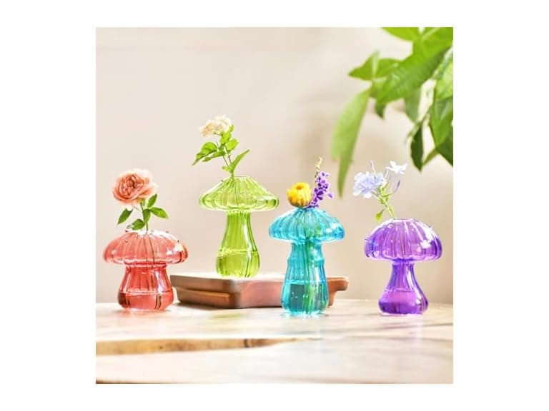 4 Pack Mushroom Glass Plant Terrarium - Image 1