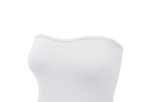 LASLULU Womens Strapless White Tube Tops Basic Backless Sleeveless Longline Bandeau Going Out Crop Tops Cute Casual 2026 Summer Outfits(White Medium) - Thumbnail 6
